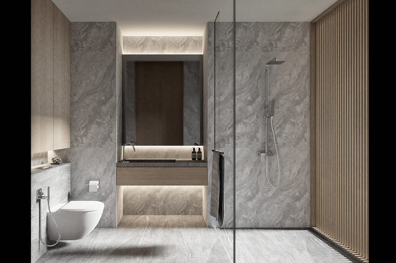 現代簡約衛生間原木風裝修效果圖