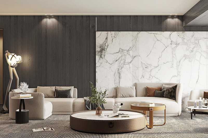 140平極簡輕奢風格客廳裝修效果圖