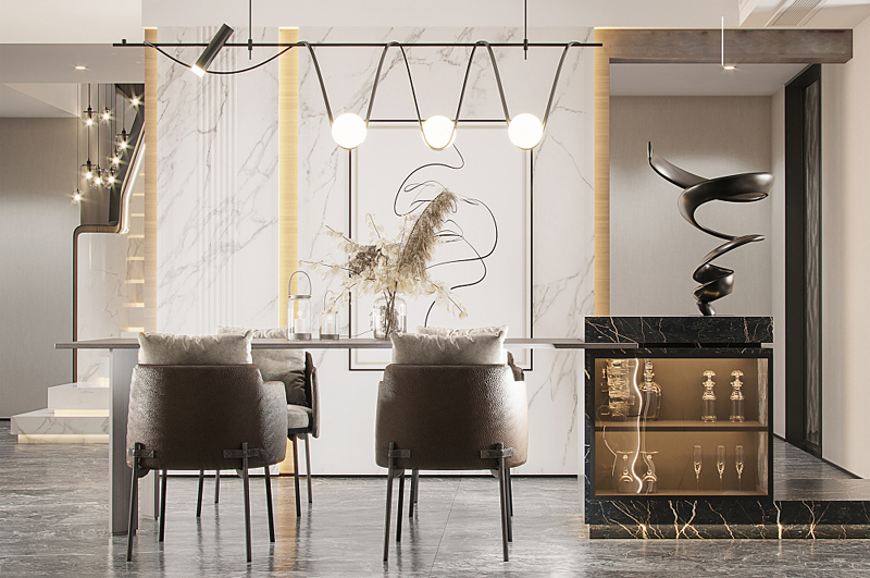 140平極簡輕奢風格餐區裝修效果圖