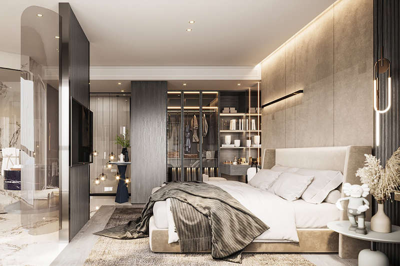 140平極簡輕奢風格主臥室裝修效果圖