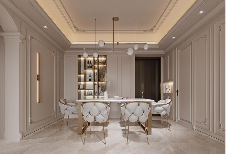 110平三室兩廳兩衛簡歐裝修效果圖