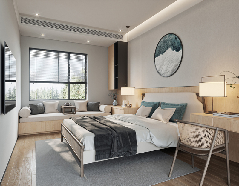 新中式90平房子裝修設(shè)計效果圖