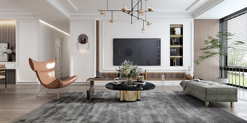 輕奢精裝房簡歐背景墻裝修效果圖